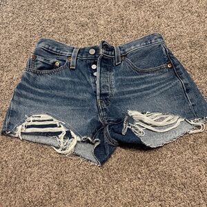 Levi's Blue Distressed Jean Shorts